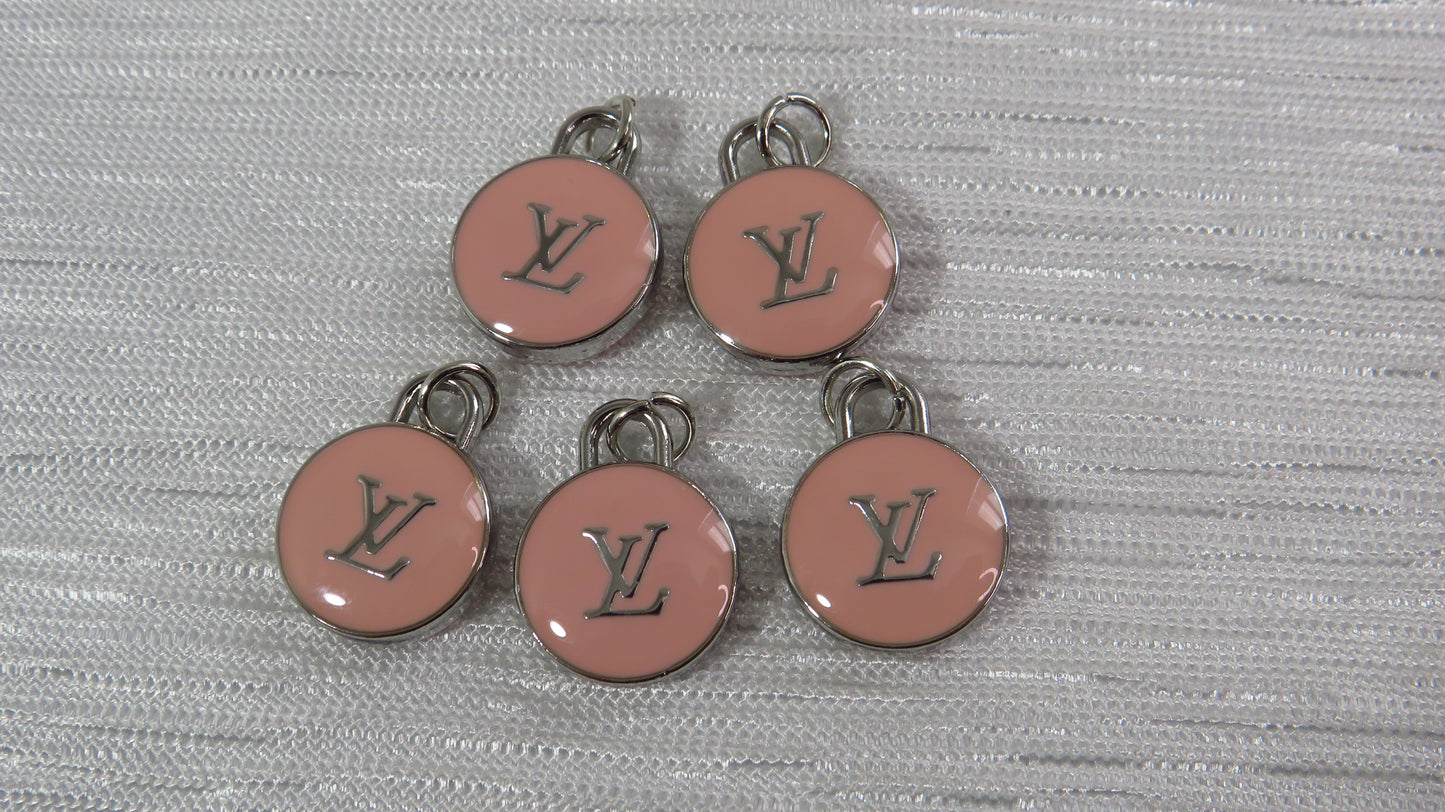 Value Bundle Lot Of 5 Louis Vuitton Pink And Silver Oval Zipper Pull Charms!