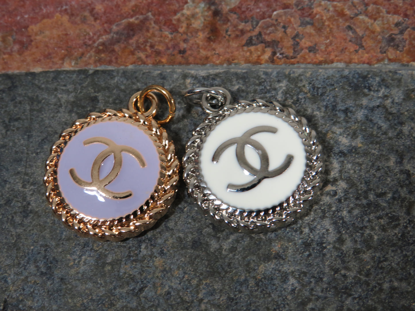Bundle Of 2 Chanel Oval Zipper Pull Charms With Stamped Backs!