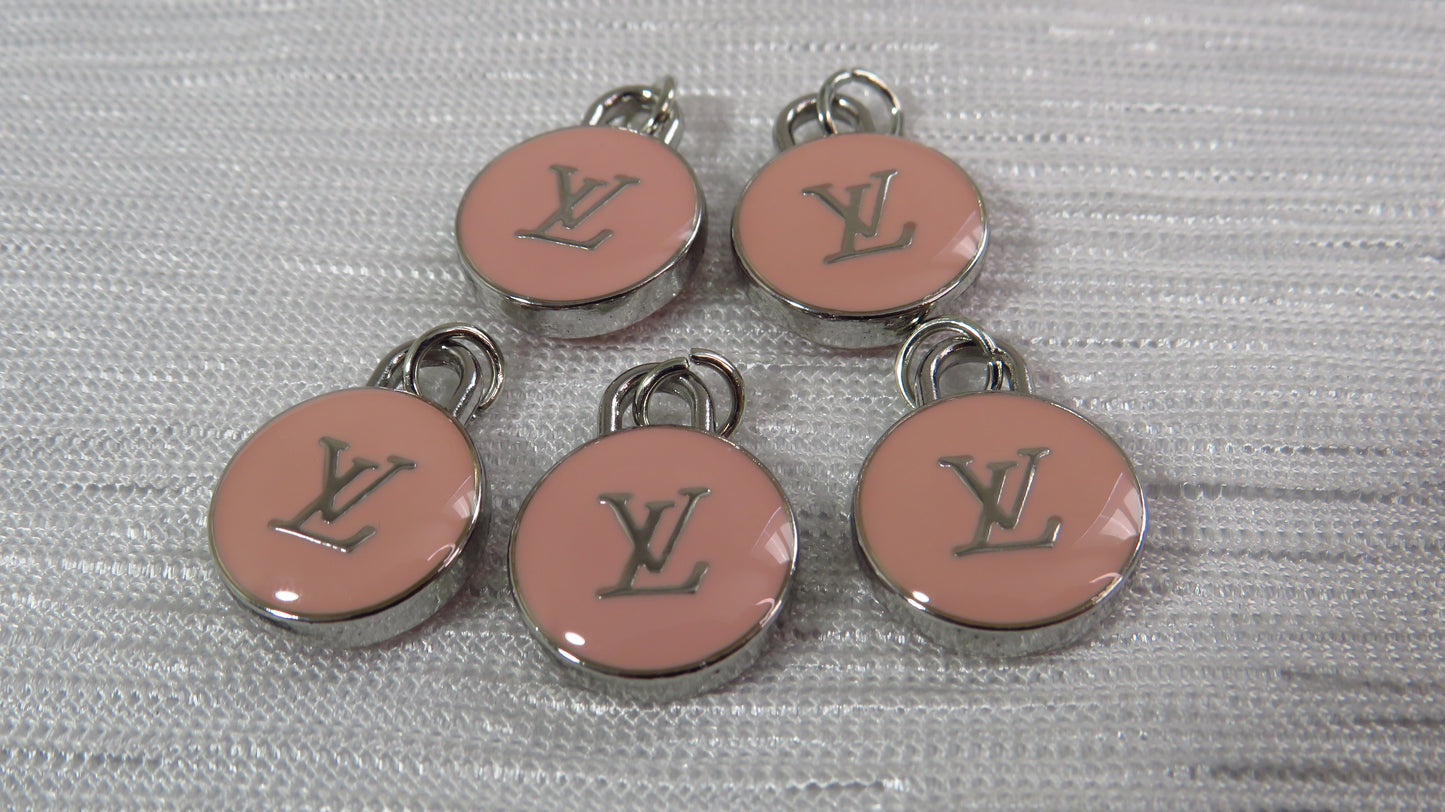 Value Bundle Lot Of 5 Louis Vuitton Pink And Silver Oval Zipper Pull Charms!