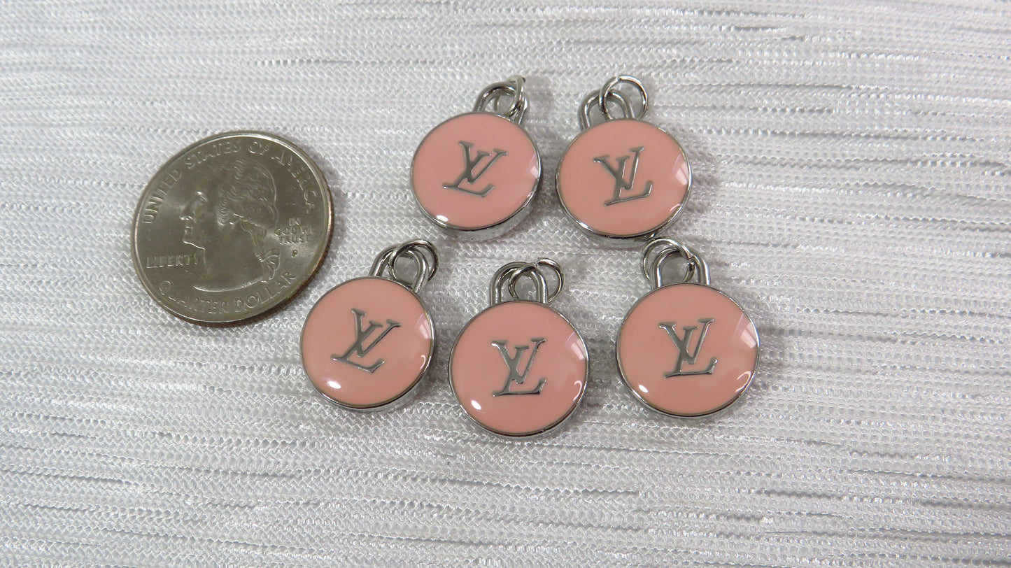Value Bundle Lot Of 5 Louis Vuitton Pink And Silver Oval Zipper Pull Charms!
