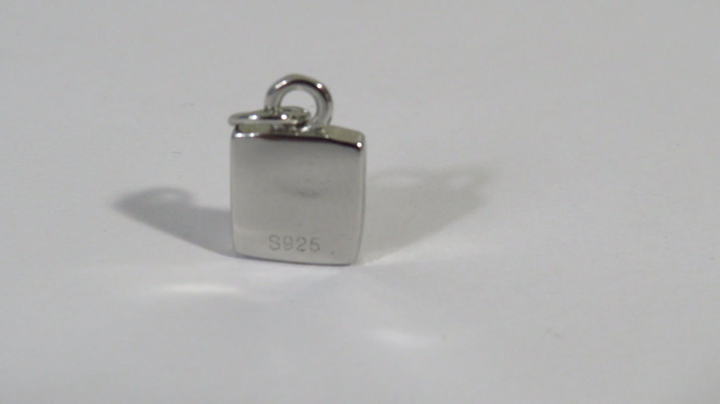 Silver pendant with '925' stamp on a white background