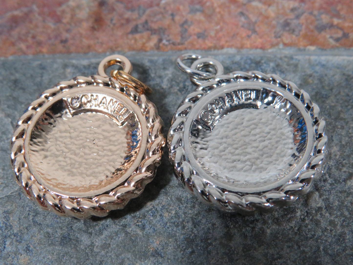 Bundle Of 2 Chanel Oval Zipper Pull Charms With Stamped Backs!