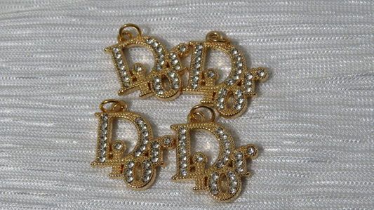Dior CD Value Bundle Of 4 Crystal Iced Gold Tone Designer Zipper Pull Charms!