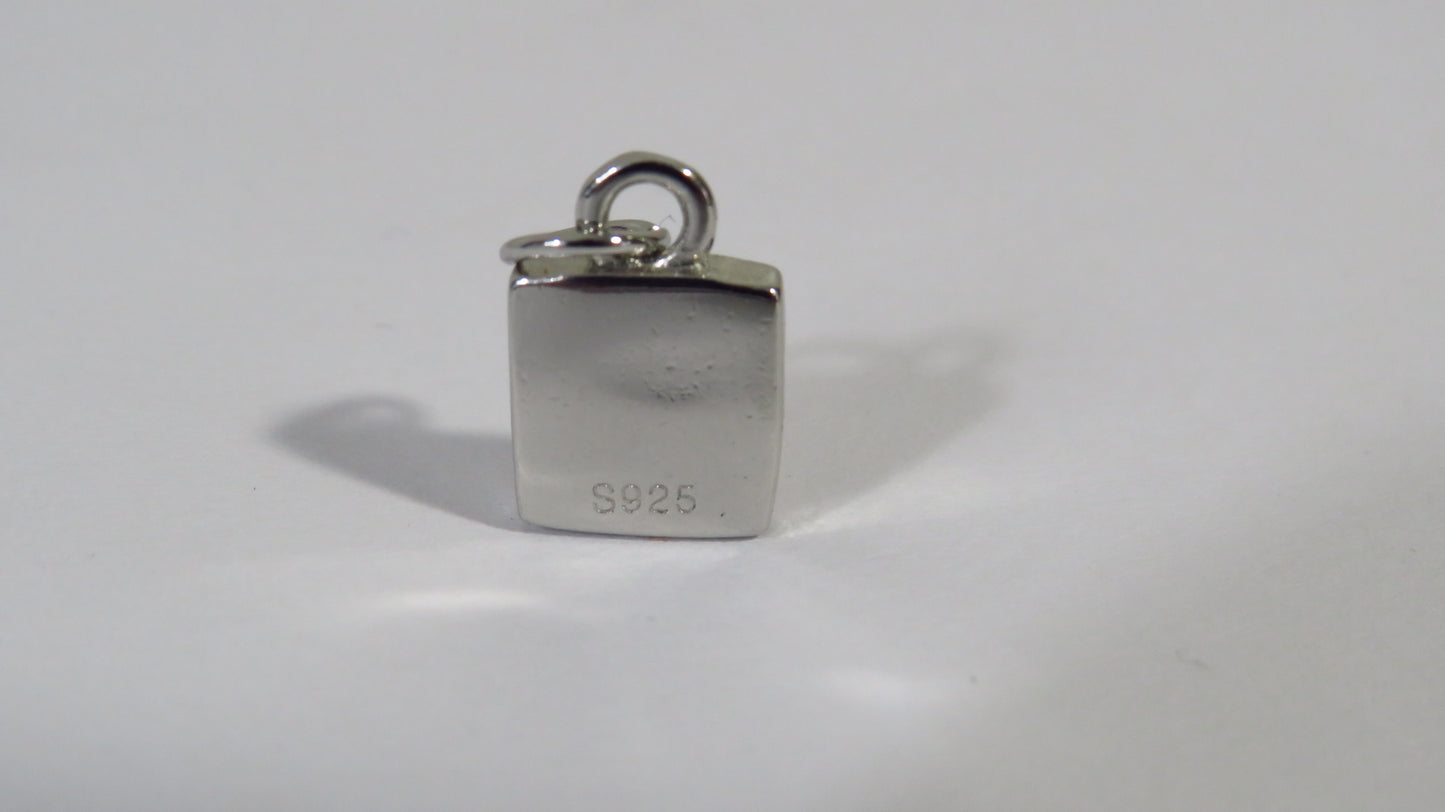 Silver pendant with '925' stamp on a white background