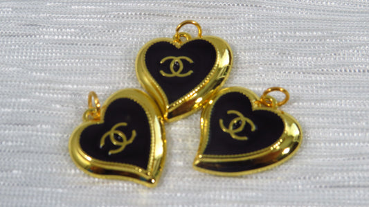 Bundle Of 3 Chanel Abstract Heart Black Gold Tone Zipper Pulls!