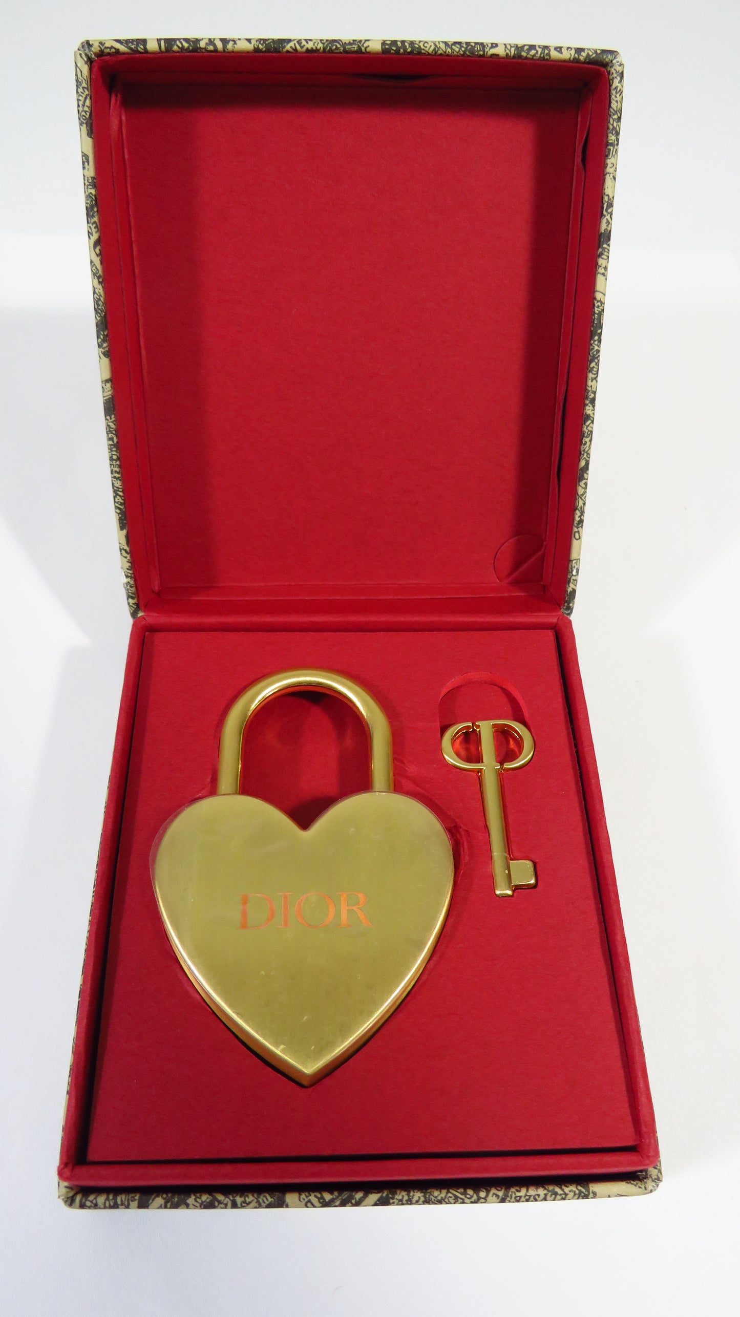 CD Christian Dior Brass Engraved Padlock With Key And Box!