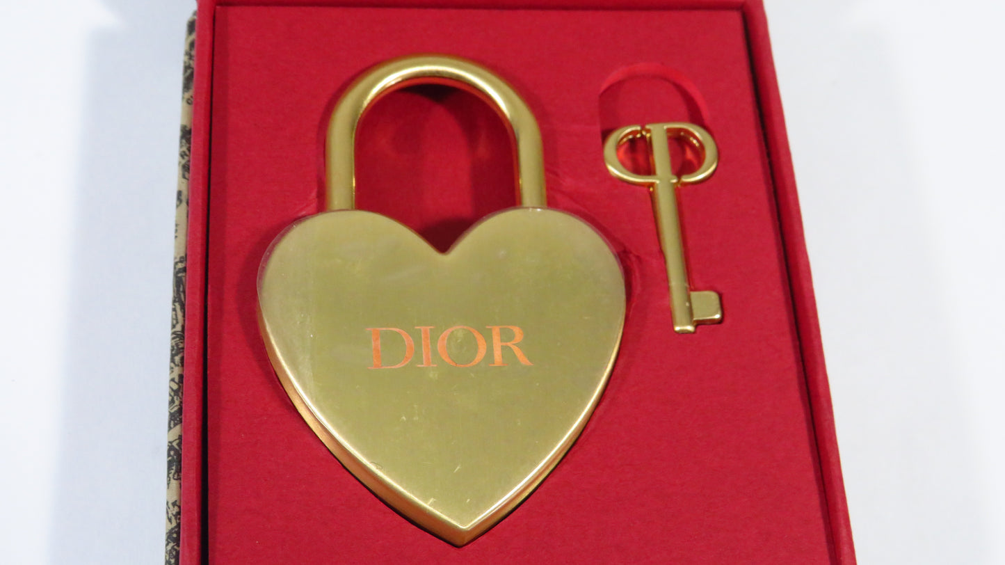CD Christian Dior Brass Engraved Padlock With Key And Box!