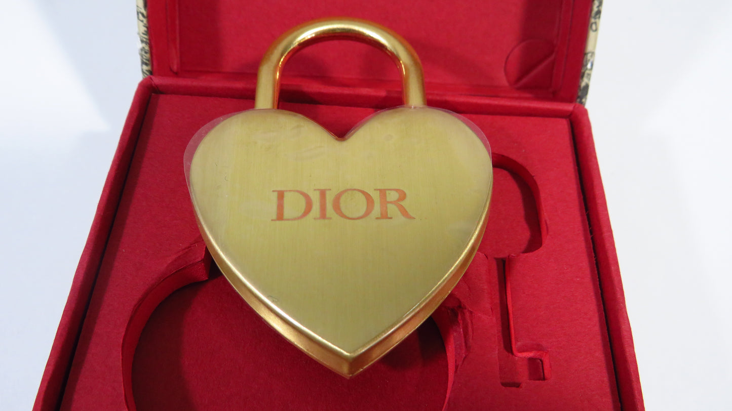 CD Christian Dior Brass Engraved Padlock With Key And Box!