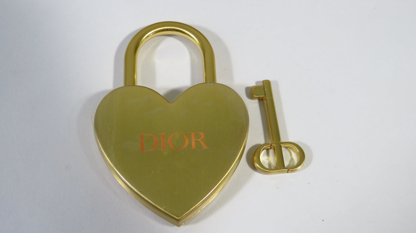 CD Christian Dior Brass Engraved Padlock With Key And Box!