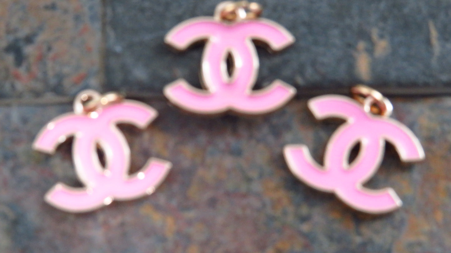 Value Bundle Of 3 Chanel CC Pink Enamel & Gold Zipper Pull Charms!