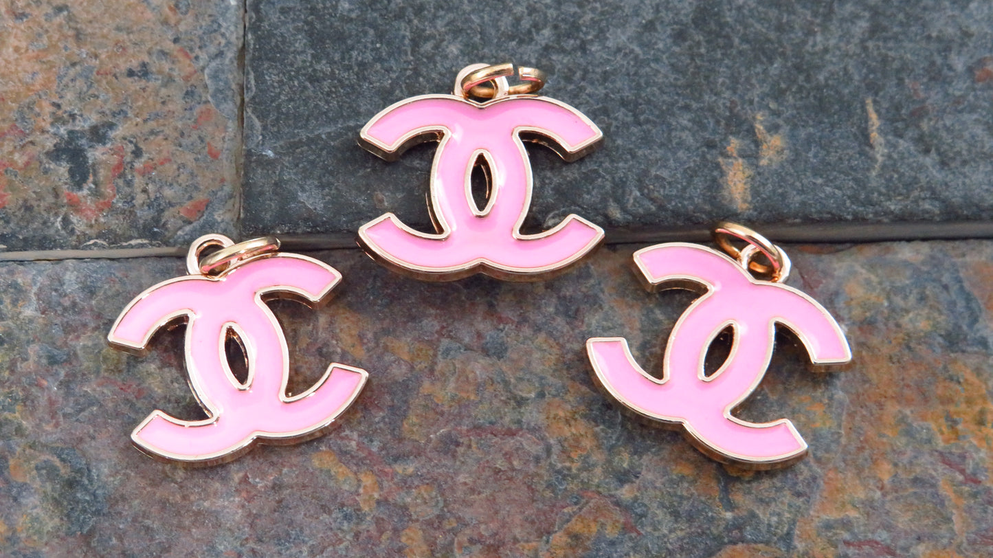Value Bundle Of 3 Chanel CC Pink Enamel & Gold Zipper Pull Charms!