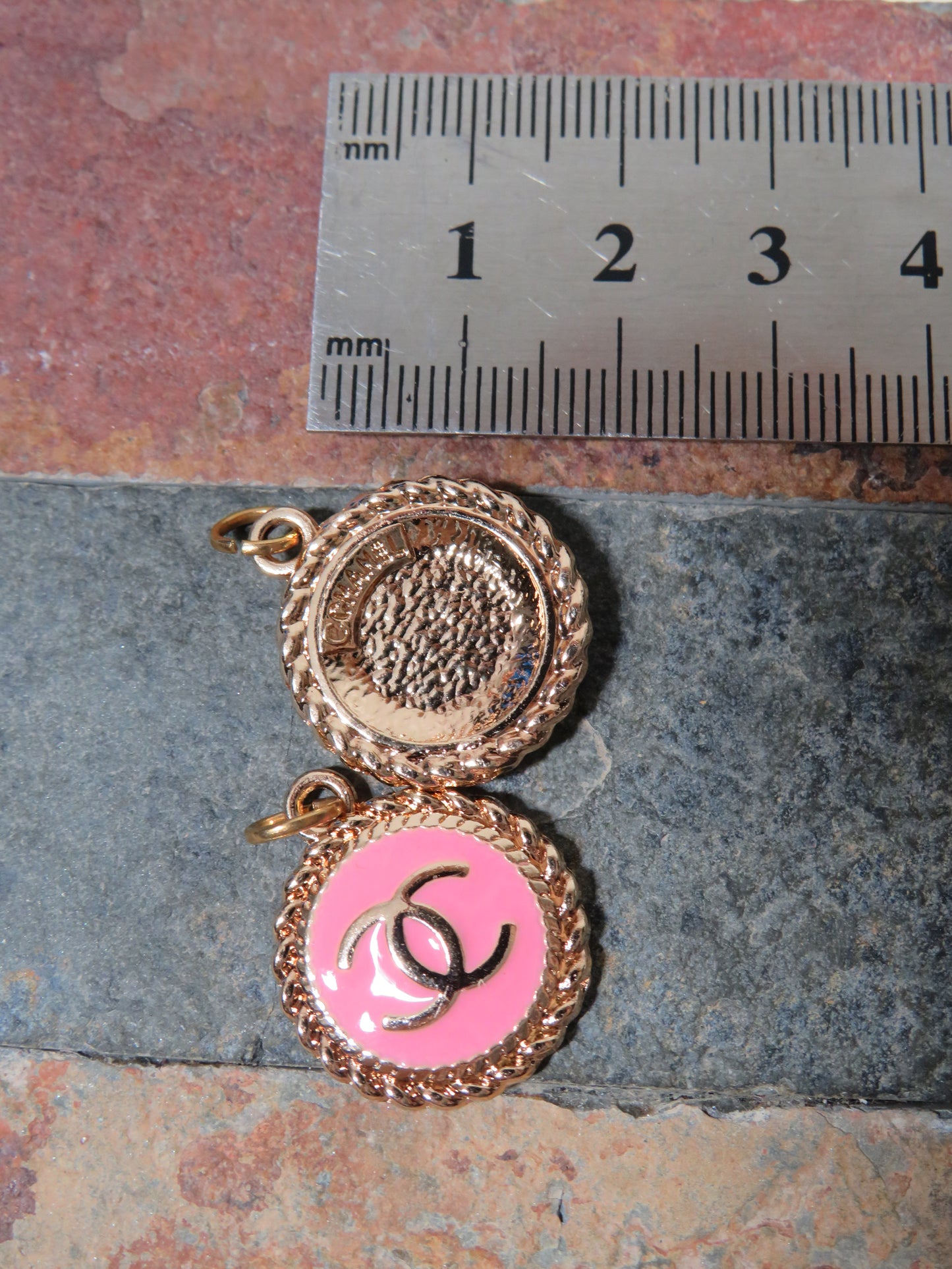 Bundle Of 2 Chanel Oval Pink And Gold Tone CC Zipper Pulls Stamped!