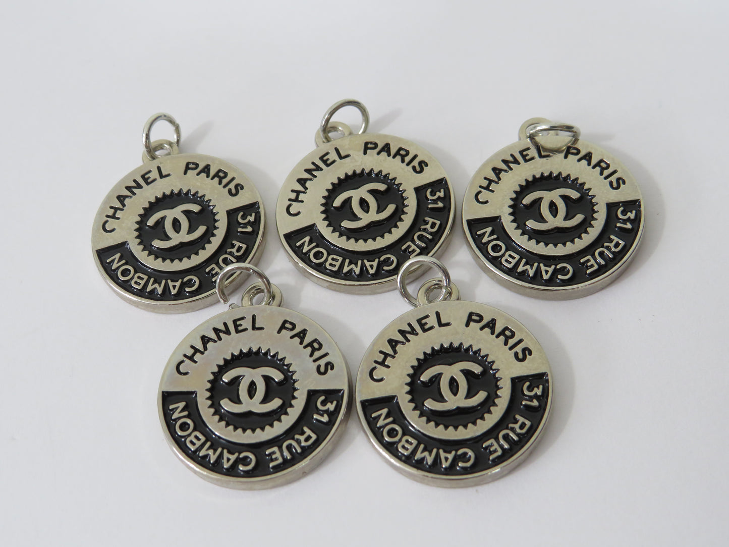 Bundle Of 5 Chanel Paris Steel Retro Look Zipper Pulls Lot!
