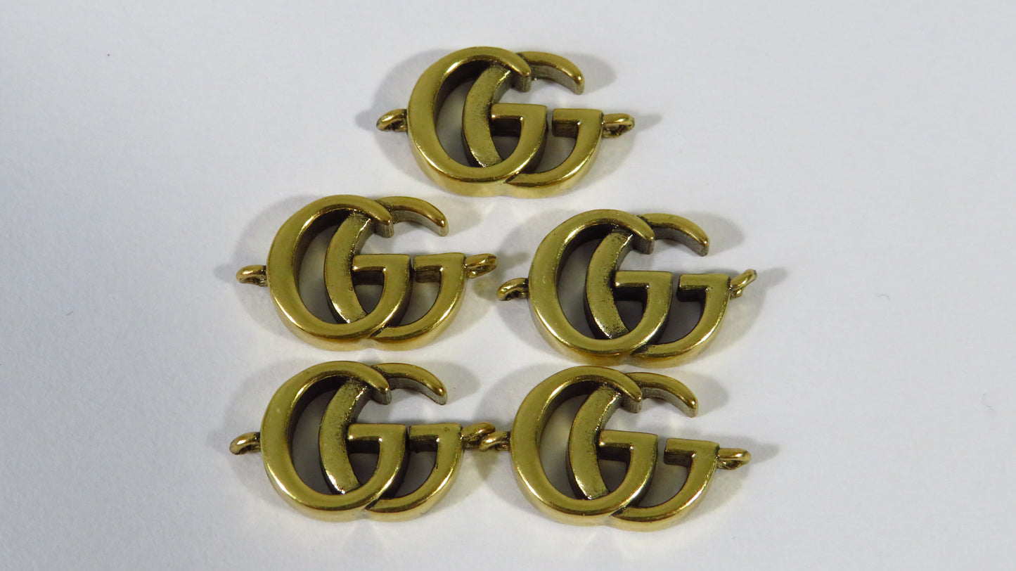 Bundle Of 5 Gucci Double G Brass Mini Charms Upcycled From Broken Bracelet!