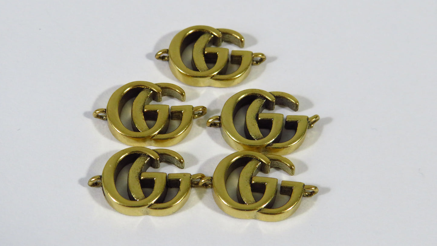 Bundle Of 5 Gucci Double G Brass Mini Charms Upcycled From Broken Bracelet!