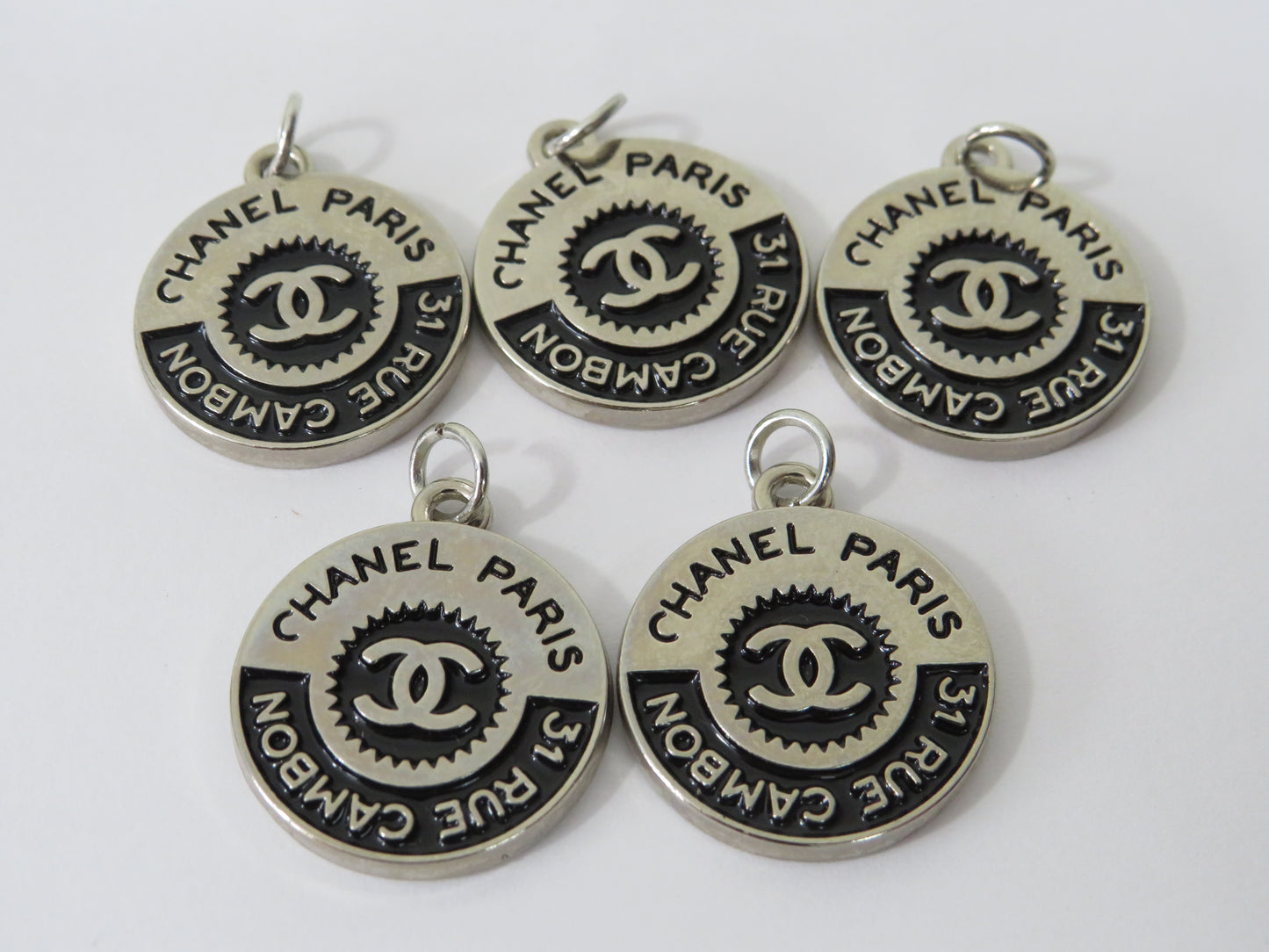 Bundle Of 5 Chanel Paris Steel Retro Look Zipper Pulls Lot!