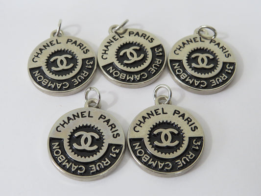 Bundle Of 5 Chanel Paris Steel Retro Look Zipper Pulls Lot!