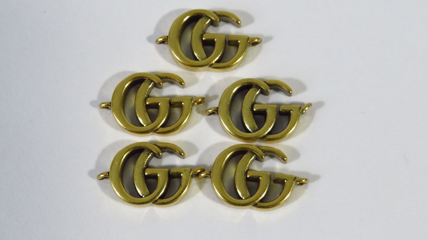 Bundle Of 5 Gucci Double G Brass Mini Charms Upcycled From Broken Bracelet!