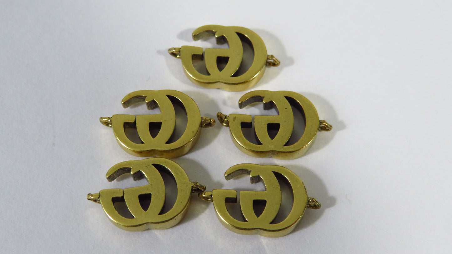 Bundle Of 5 Gucci Double G Brass Mini Charms Upcycled From Broken Bracelet!