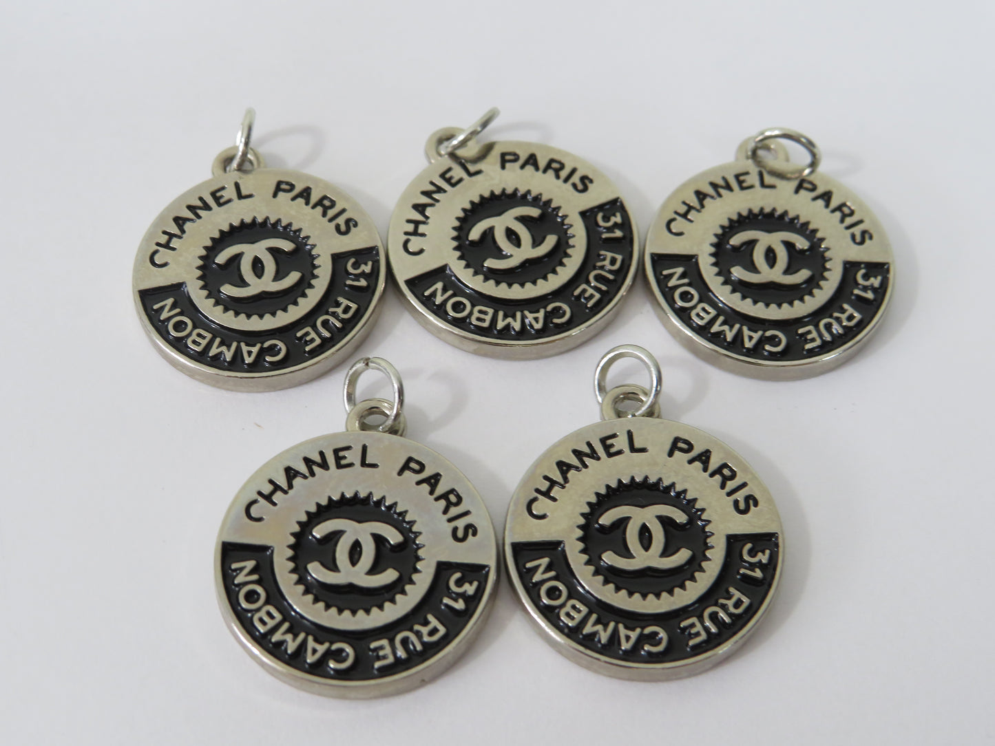 Bundle Of 5 Chanel Paris Steel Retro Look Zipper Pulls Lot!