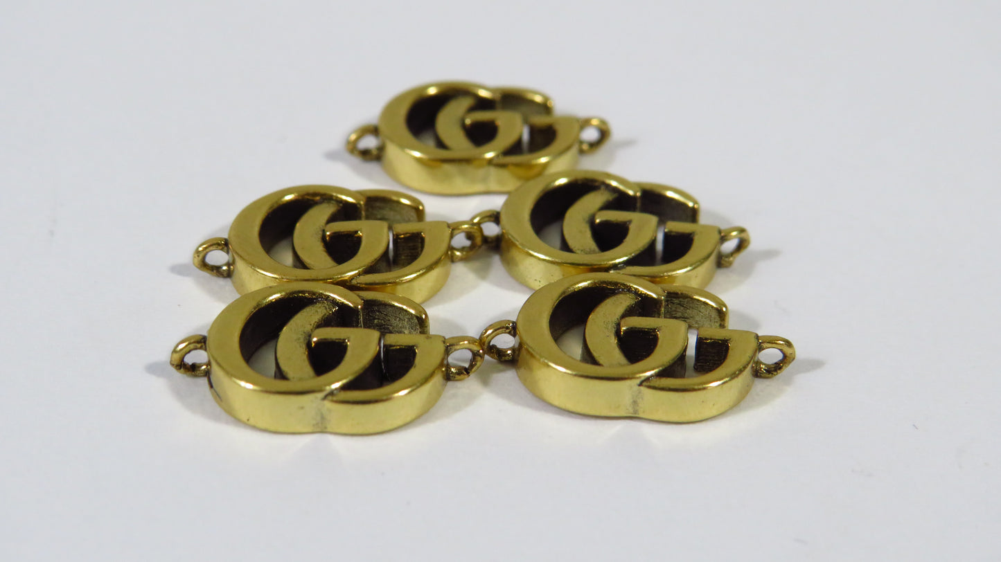 Bundle Of 5 Gucci Double G Brass Mini Charms Upcycled From Broken Bracelet!