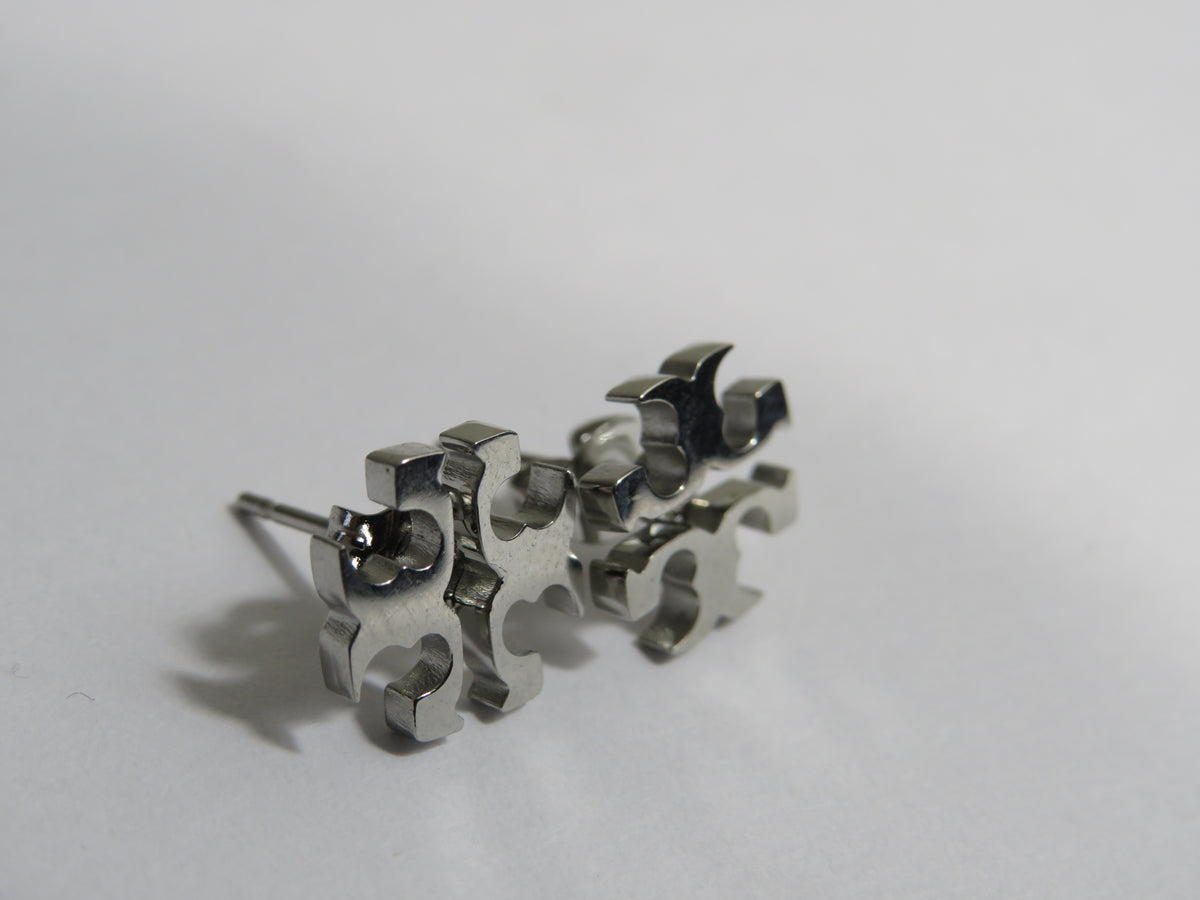 Tory Burch Silver Tone Steel Stud Earrings!