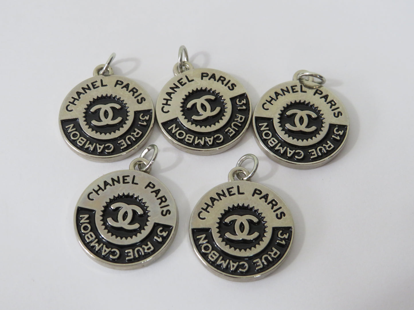 Bundle Of 5 Chanel Paris Steel Retro Look Zipper Pulls Lot!