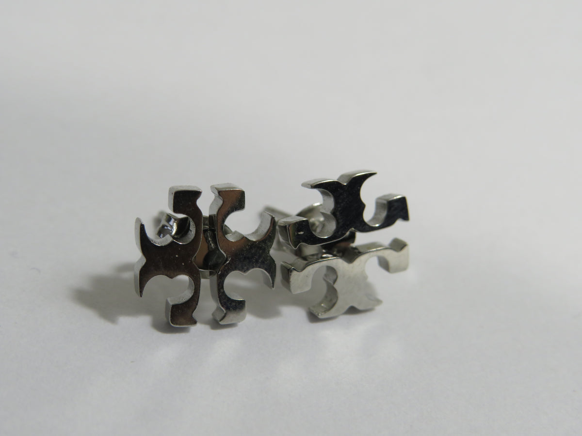 Tory Burch Silver Tone Steel Stud Earrings!