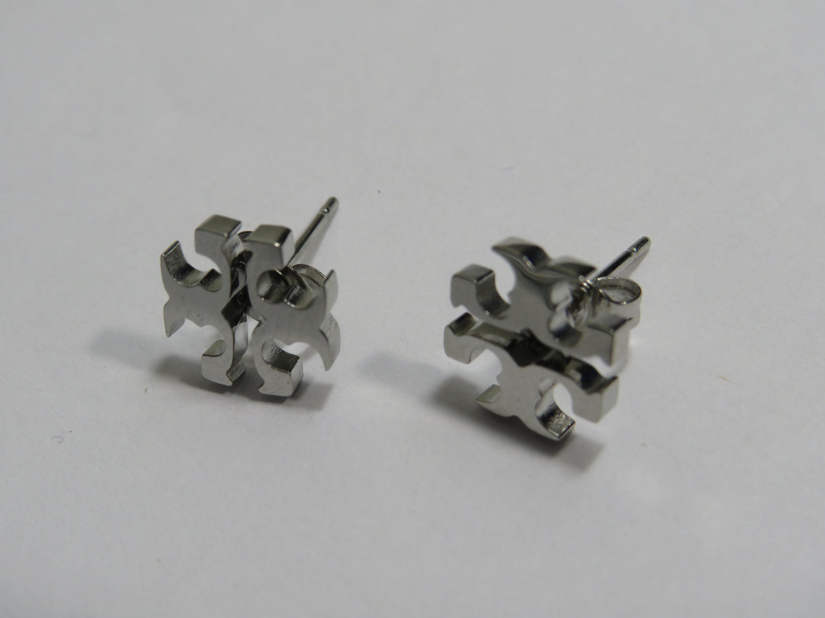 Tory Burch Silver Tone Steel Stud Earrings!