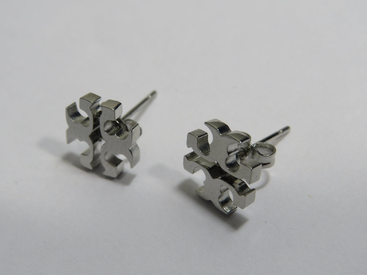 Tory Burch Silver Tone Steel Stud Earrings!
