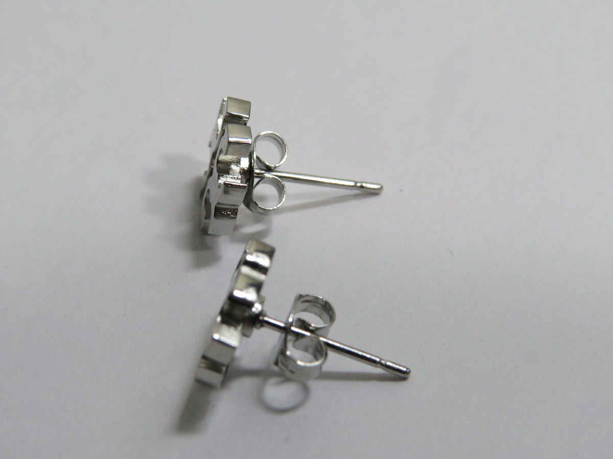 Tory Burch Silver Tone Steel Stud Earrings!