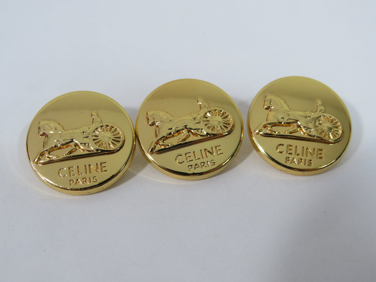 Bundle Of 3 Gold Plate Celine Oval Vintage Buttons 18mm Across!