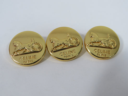 Bundle Of 3 Gold Plate Celine Oval Vintage Buttons 18mm Across!