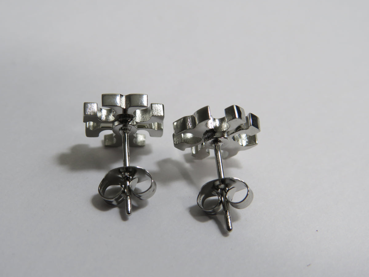 Tory Burch Silver Tone Steel Stud Earrings!