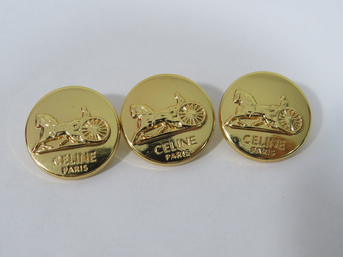 Bundle Of 3 Gold Plate Celine Oval Vintage Buttons 18mm Across!