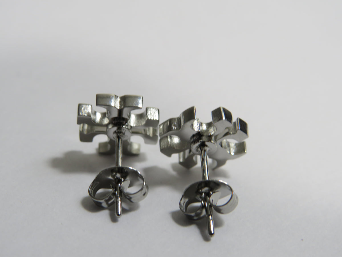Tory Burch Silver Tone Steel Stud Earrings!