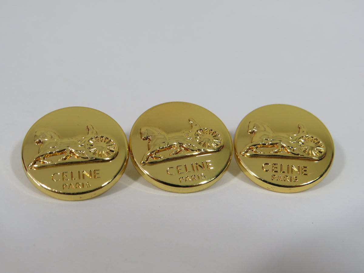 Bundle Of 3 Gold Plate Celine Oval Vintage Buttons 18mm Across!