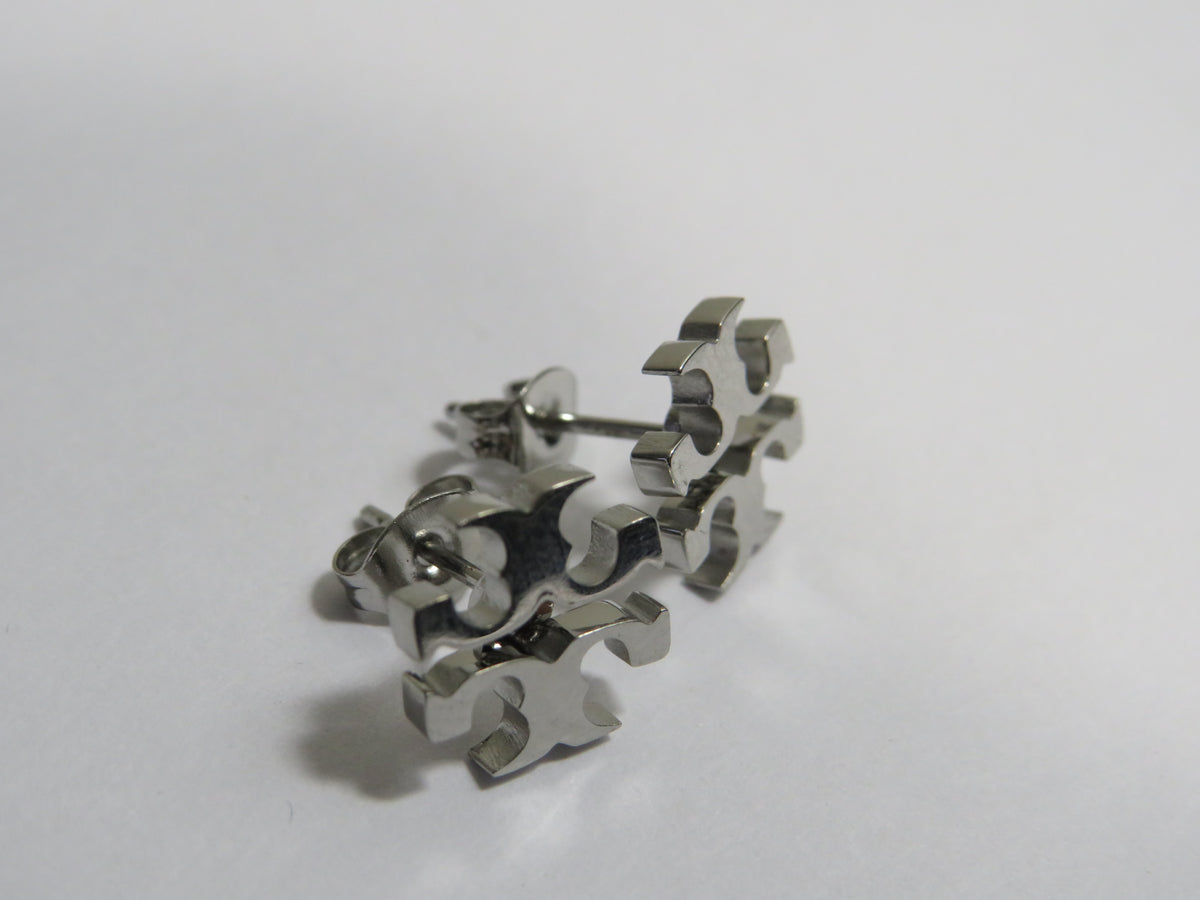 Tory Burch Silver Tone Steel Stud Earrings!