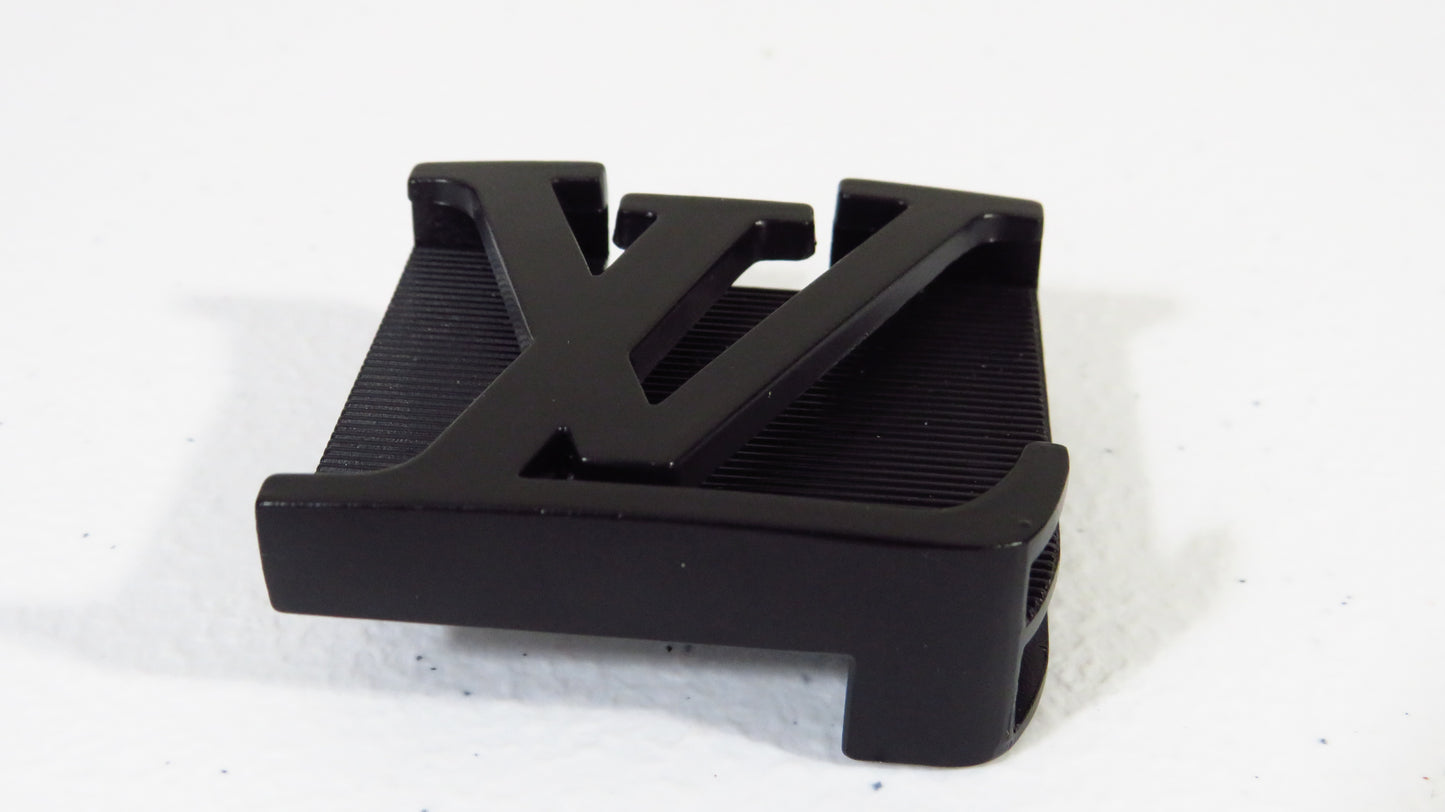 Louis Vuitton Black Ribbed Steel Upcycled Belt Buckle for Belts!