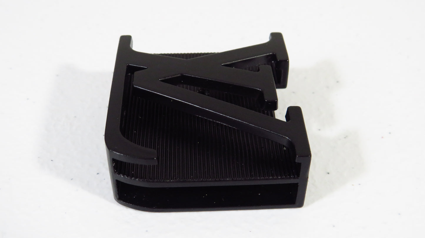 Louis Vuitton Black Ribbed Steel Upcycled Belt Buckle for Belts!