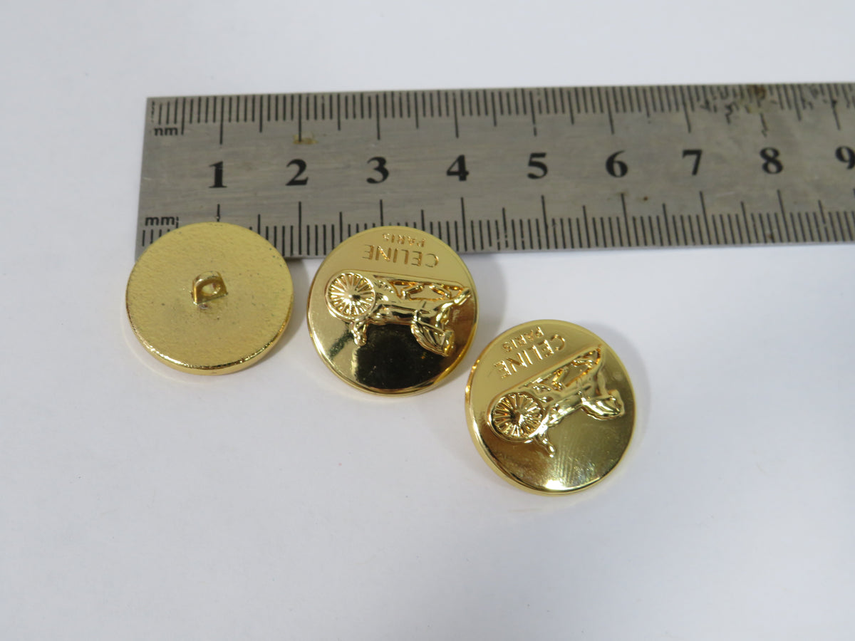 Bundle Of 3 Gold Plate Celine Oval Vintage Buttons 18mm Across!