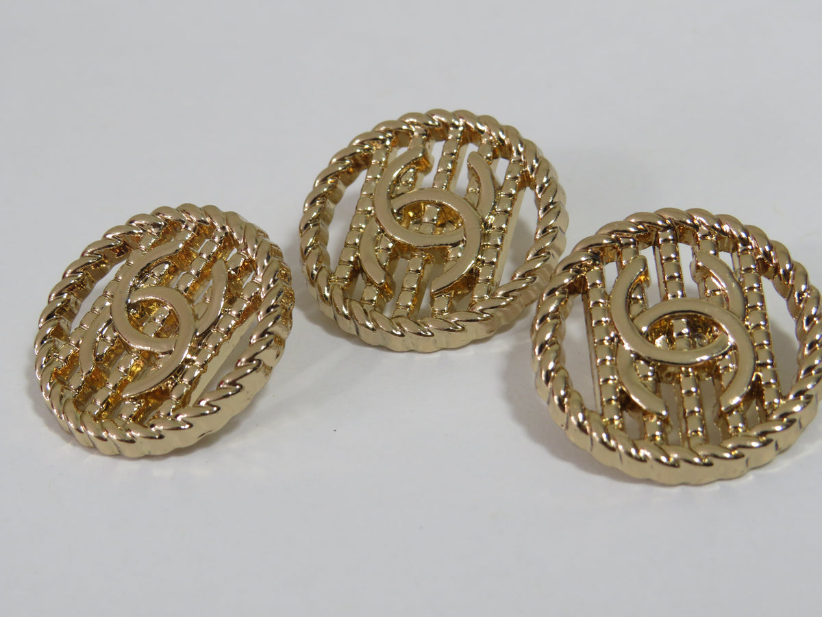 Bundle Of 3 Chanel CC Gold Tone Buttons 20mm!