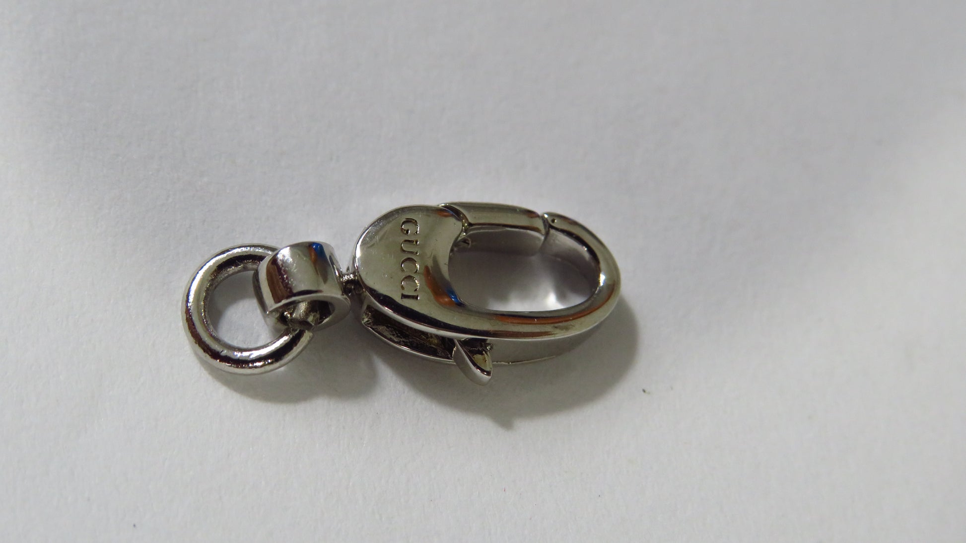 Silver clasp on a white background