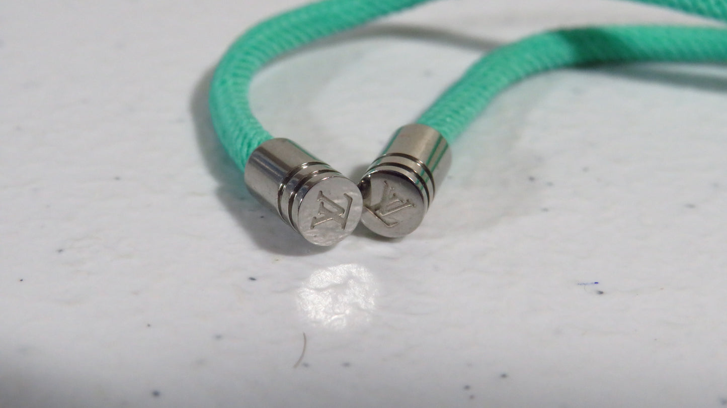Louis Vuitton Upcycled Turquoise Wrist Strands With Metal Engraved Tips FOR REPAIR!