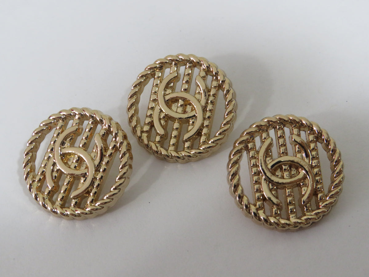 Bundle Of 3 Chanel CC Gold Tone Buttons 20mm!