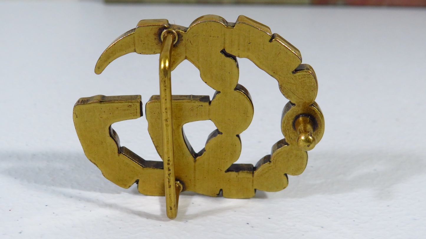 Gucci Colorful Rhinestone Lined Brass Belt Buckle For Women!