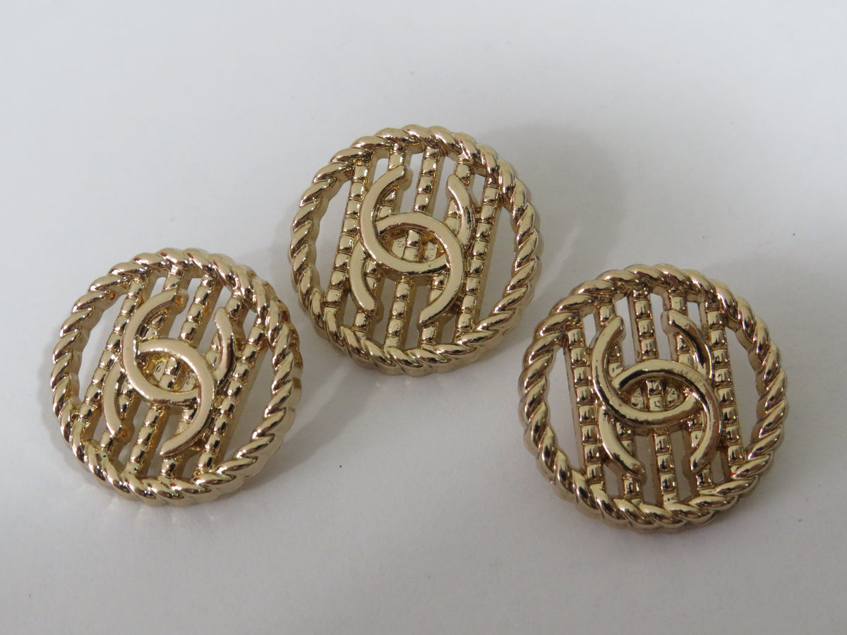 Bundle Of 3 Chanel CC Gold Tone Buttons 20mm!