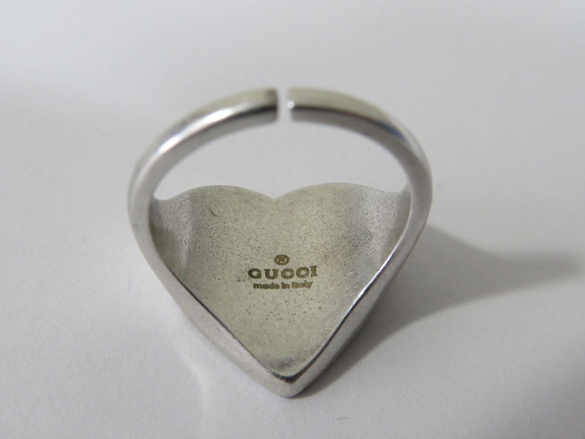 Gucci Sterling Blue Heart Ring Measures Size 5.5!