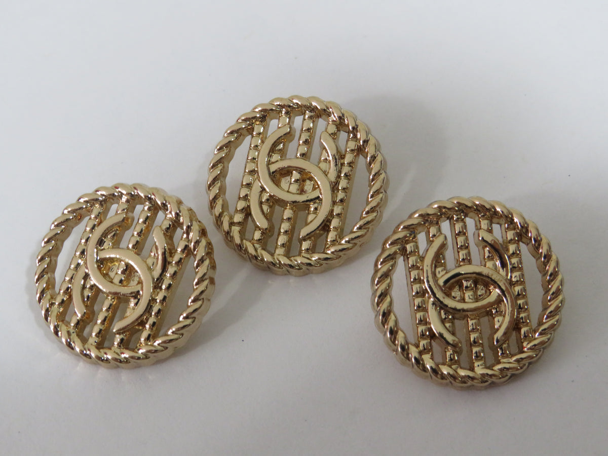 Bundle Of 3 Chanel CC Gold Tone Buttons 20mm!