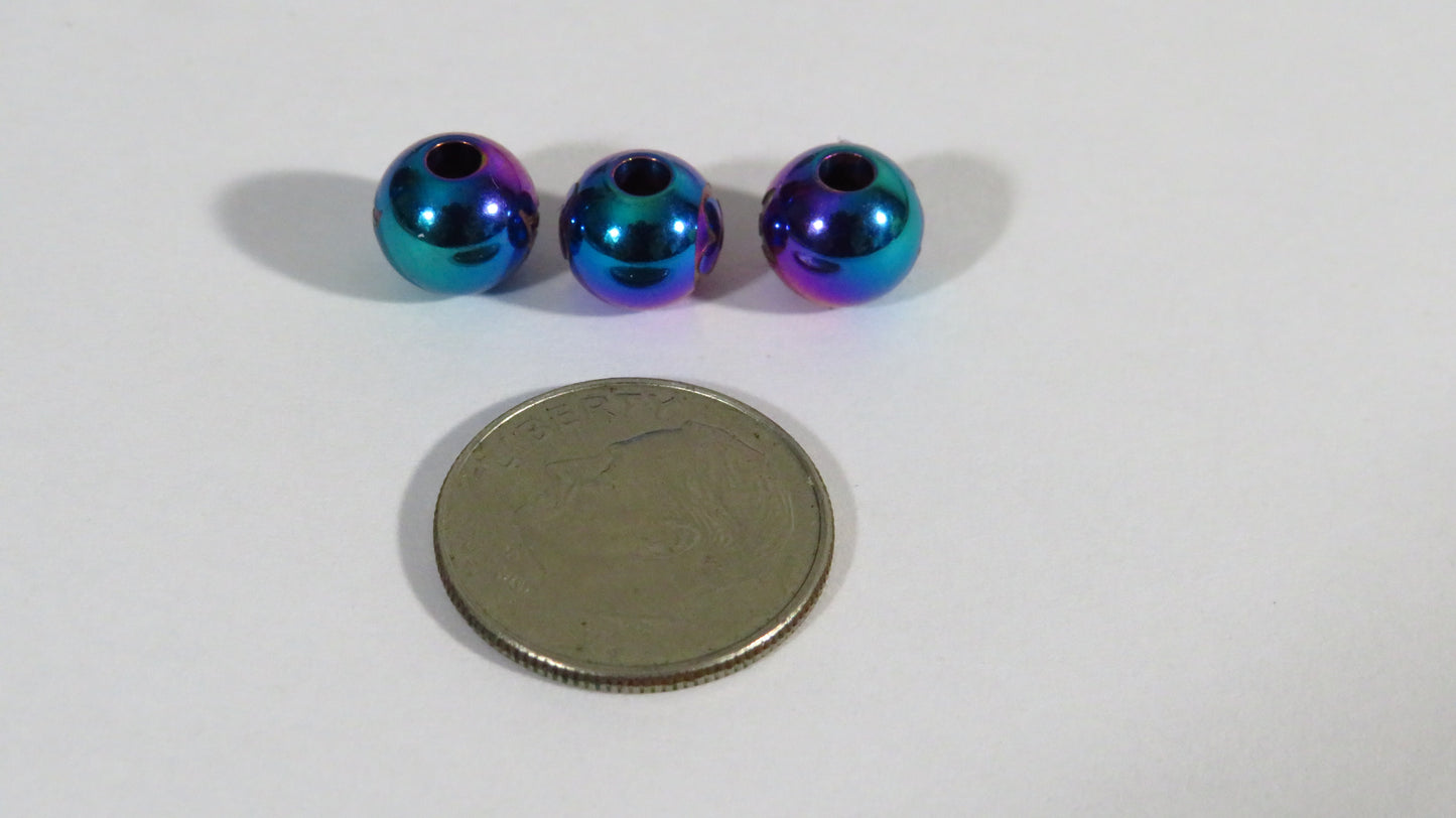 Bundle of 3 Louis Vuitton Engraved Mini Purple Plated Marble Beads For Bracelet DIY Projects!